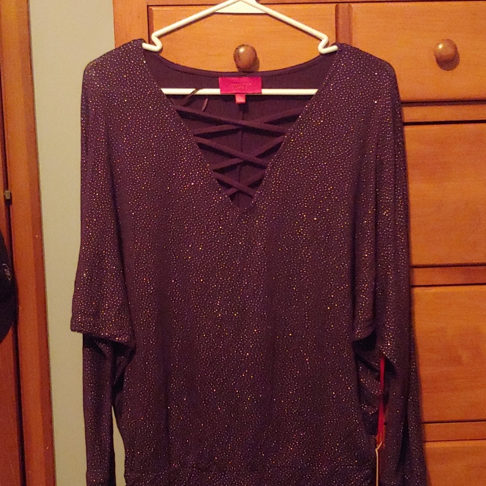Dark purple glitter dress shirt